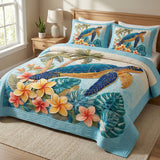 Set di Biancheria da Letto Trapuntata 3 Pezzi Tropicale Fioritura