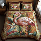 Set di Biancheria da Letto Trapuntata 3 Pezzi Fenicottero Tropicale