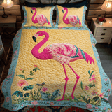 Set di Biancheria da Letto Trapuntata 3 Pezzi Fenicottero Tropicale