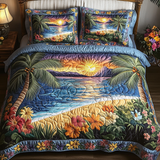 Set di Biancheria da Letto Trapuntata 3 Pezzi Tramonto Tropicale