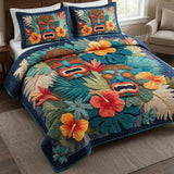 Set di Biancheria da Letto Trapuntata 3 Pezzi Tiki Tropicale