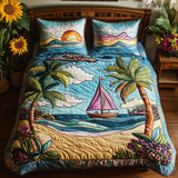 Set di Biancheria da Letto Trapuntata 3 Pezzi Atmosfere Tropicali