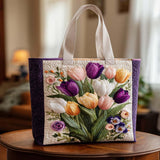 Passeggiata nel Giardino di Tulipani Borsa Tote Trapuntata