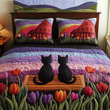 Set di Biancheria da Letto Trapuntata 3 Pezzi Innamorati del Tulipano