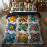 Set di Biancheria da Letto Trapuntata 3 Pezzi Magia della Tartaruga
