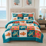 Set di Biancheria da Letto Trapuntata 3 Pezzi Mosaico della Tartaruga
