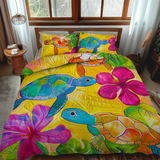 Set di Biancheria da Letto Trapuntata 3 Pezzi Oasi della Tartaruga