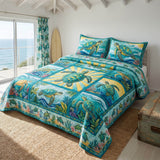 Set di Biancheria da Letto Trapuntata 3 Pezzi Barriera Corallina della Tartaruga