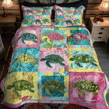 Set di Biancheria da Letto Trapuntata 3 Pezzi Barriera Corallina della Tartaruga