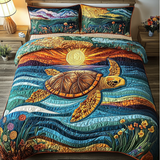 Set di Biancheria da Letto Trapuntata 3 Pezzi Sentieri della Tartaruga