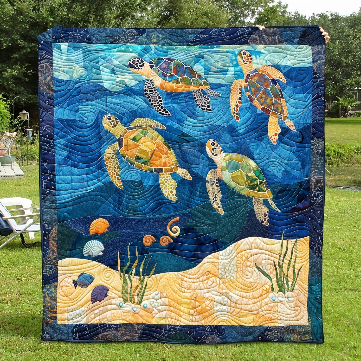Mosaico di Tartarughe Coperta Trapuntata
