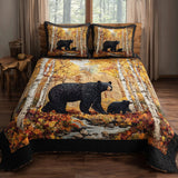 Set di Biancheria da Letto Trapuntata 3 Pezzi Orso Nero del Crepuscolo