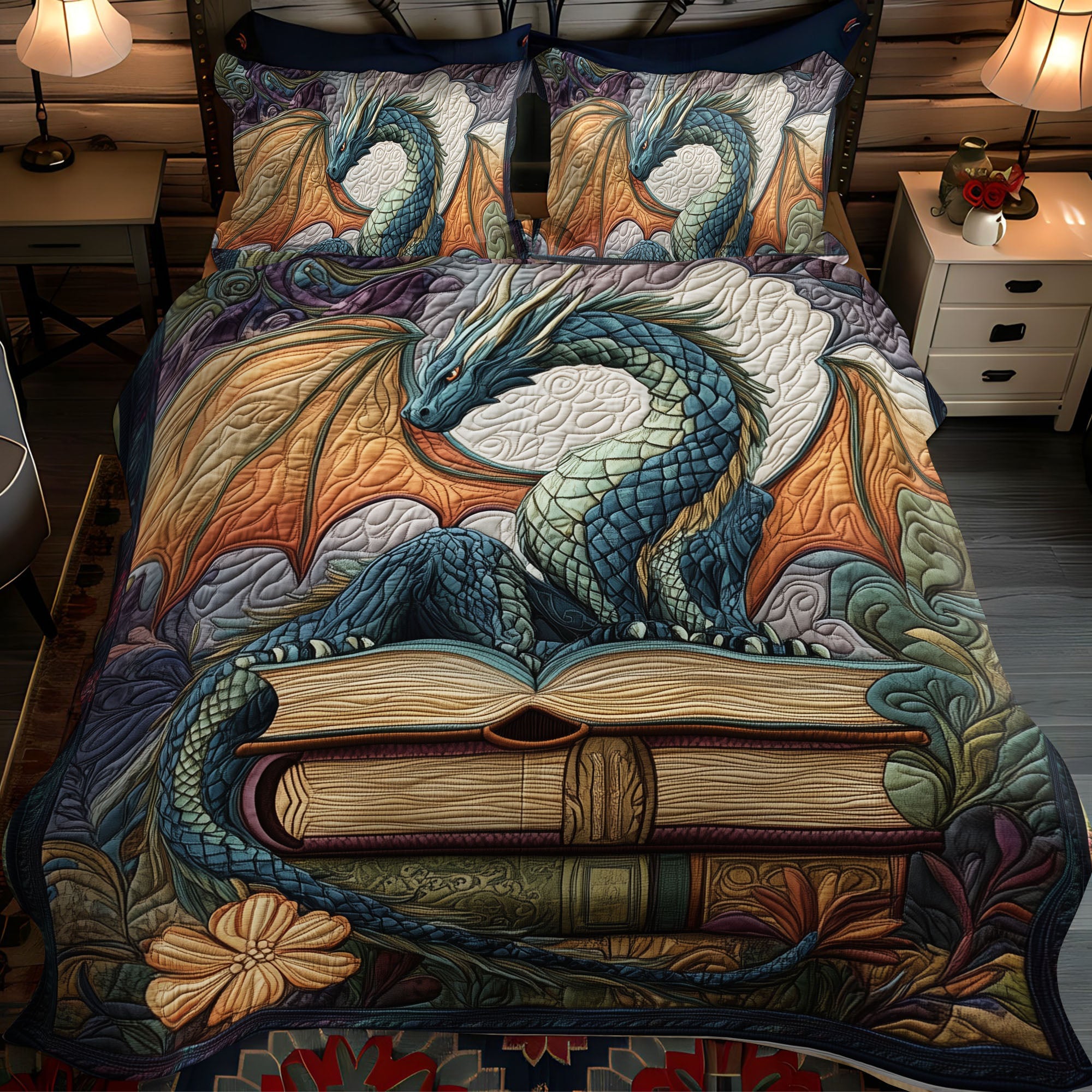 Set di Biancheria da Letto Trapuntata 3 Pezzi Guardiano del Crepuscolo