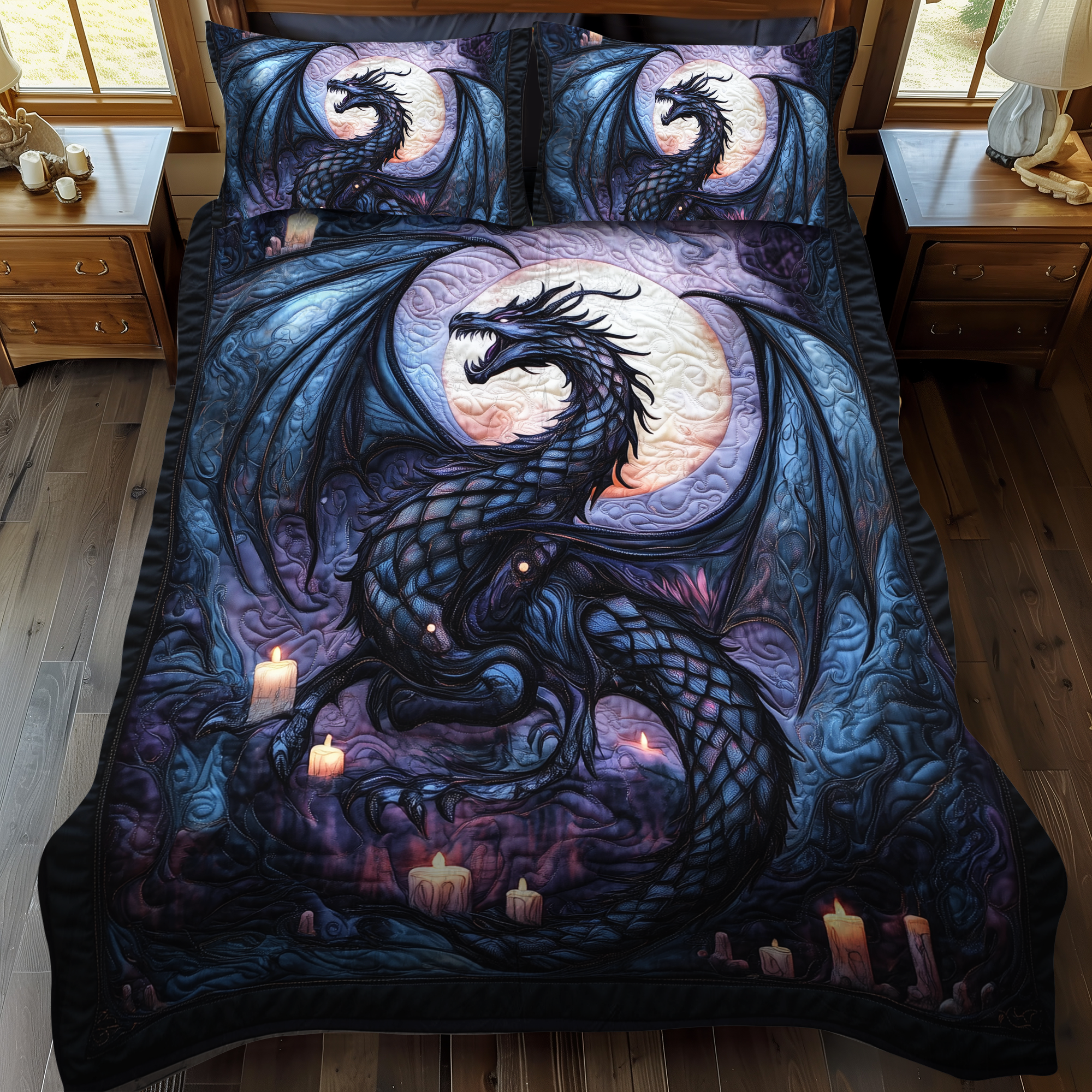 Set di Biancheria da Letto Trapuntata 3 Pezzi Serpente del Crepuscolo