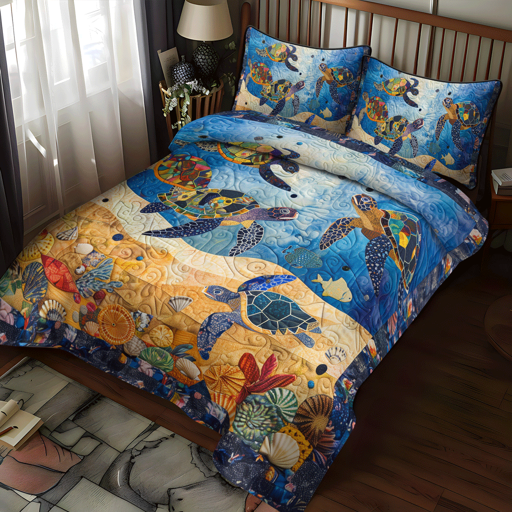 Set di Biancheria da Letto Trapuntata 3 Pezzi Odissea Subacquea