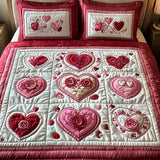 Set di Biancheria da Letto Trapuntata 3 Pezzi Cuore Vellutato