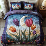 Set di Biancheria da Letto Trapuntata 3 Pezzi Tulipano Vellutato
