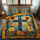 Set di Biancheria da Letto Trapuntata 3 Pezzi Campi Vibranti