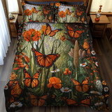 Set di Biancheria da Letto Trapuntata 3 Pezzi Farfalle Vibranti della Monarca