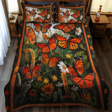Set di Biancheria da Letto Trapuntata 3 Pezzi Farfalle Vibranti della Monarca