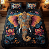 Set di Biancheria da Letto Trapuntata 3 Pezzi Eleganza Vibrante dell'Elefante