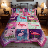 Set di Biancheria da Letto Trapuntata 3 Pezzi Fenicottero Vibrante di Tropics