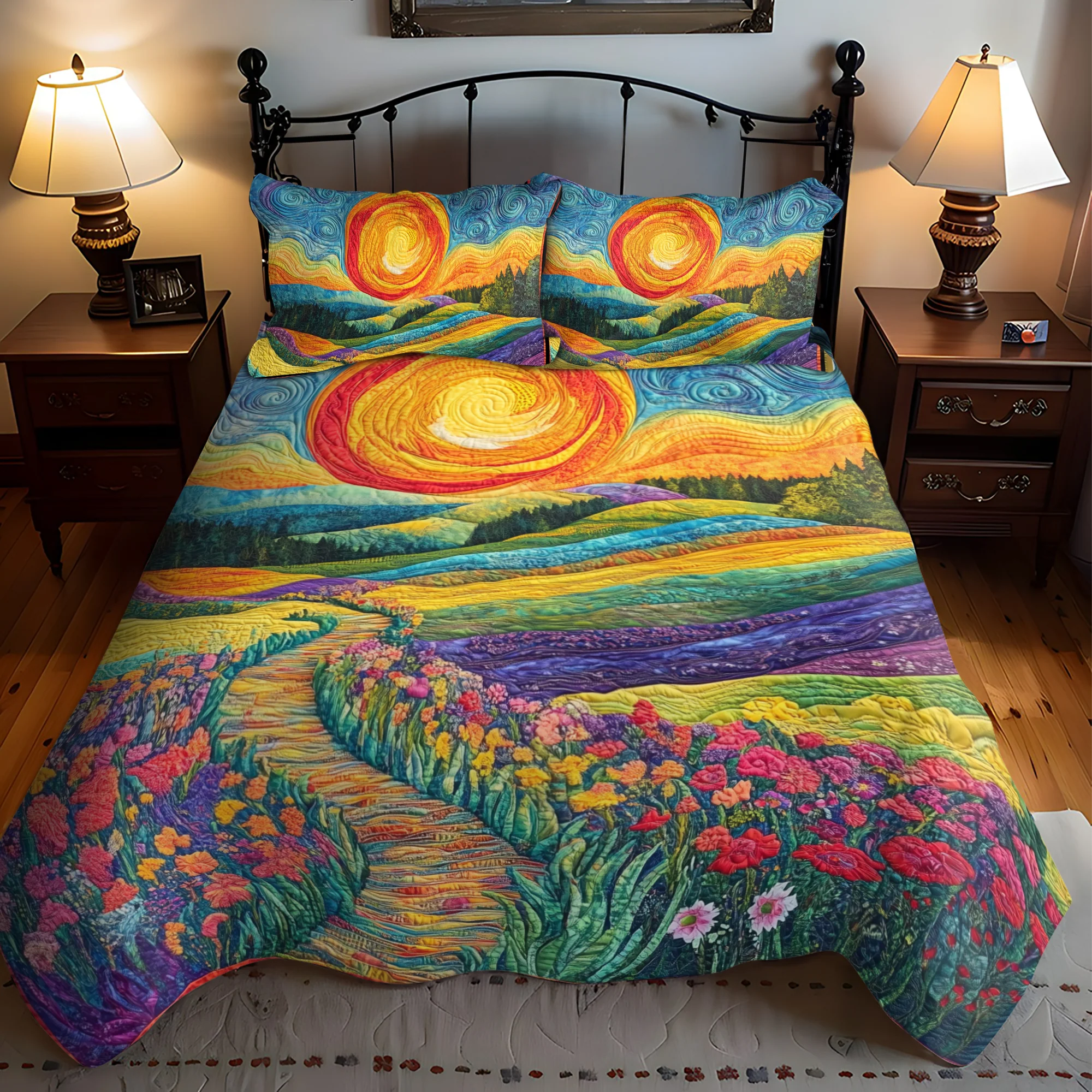 Set di Biancheria da Letto Trapuntata 3 Pezzi Sole