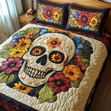 Set di Biancheria da Letto Trapuntata 3 Pezzi Teschio Vibrante