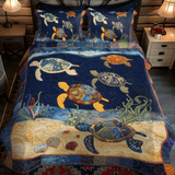 Set di Biancheria da Letto Trapuntata 3 Pezzi Notte Vibrante della Tartaruga