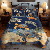 Set di Biancheria da Letto Trapuntata 3 Pezzi Notte Vibrante della Tartaruga