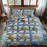 Set di Biancheria da Letto Trapuntata 3 Pezzi Tartarughe Vibranti