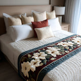 Eleganza Vittoriana della Magnolia Runner da Letto Trapuntato