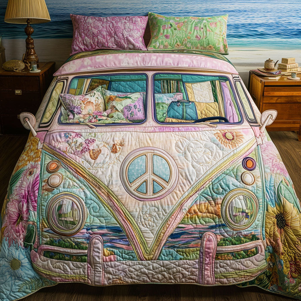 Set di Biancheria da Letto Trapuntata 3 Pezzi Furgone di Hippie