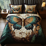 Set di Biancheria da Letto Trapuntata 3 Pezzi Giardino Vintage della Farfalla