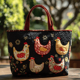 Parata di Galline Vintage Borsa Tote Trapuntata