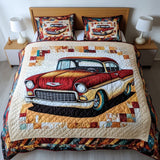 Set di Biancheria da Letto Trapuntata 3 Pezzi Ruote Vintage