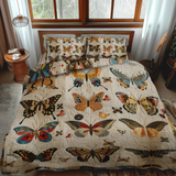 Set di Biancheria da Letto Trapuntata 3 Pezzi Farfalle Vivide