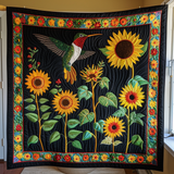 Colibrì e Fiori Vividi Coperta Trapuntata