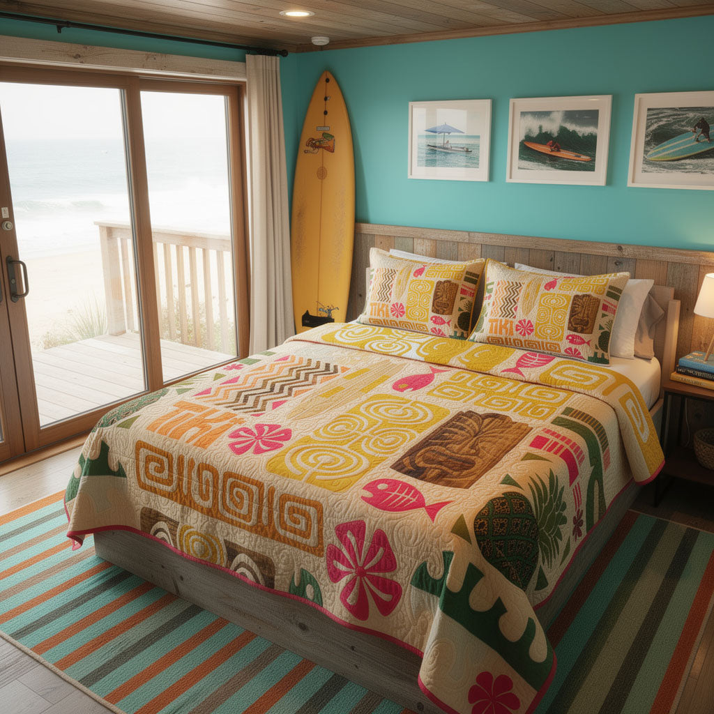 Set di Biancheria da Letto Trapuntata 3 Pezzi Sogno di Waikiki