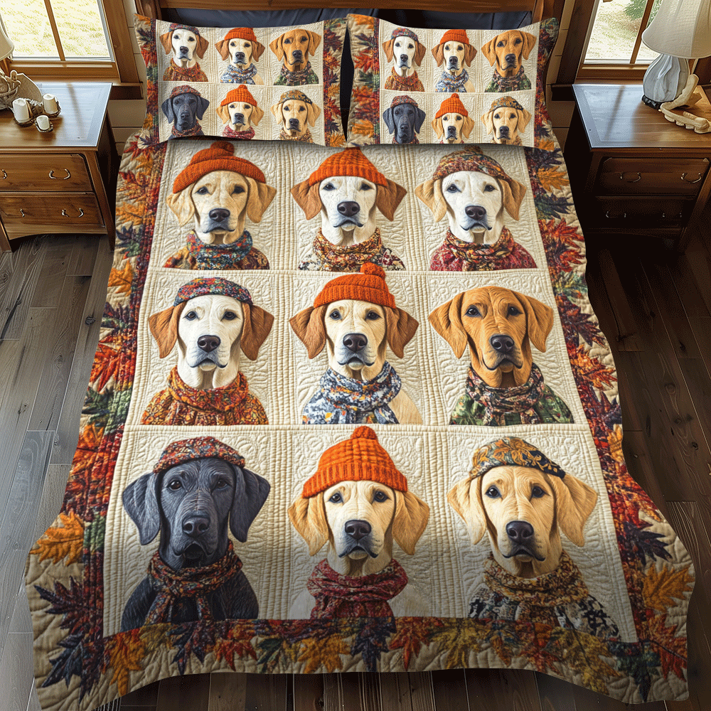 Set di Biancheria da Letto Trapuntata 3 Pezzi Caldo e Labrador di Fuzzy