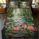 Set di Biancheria da Letto Trapuntata 3 Pezzi Fiore dell'Acqua