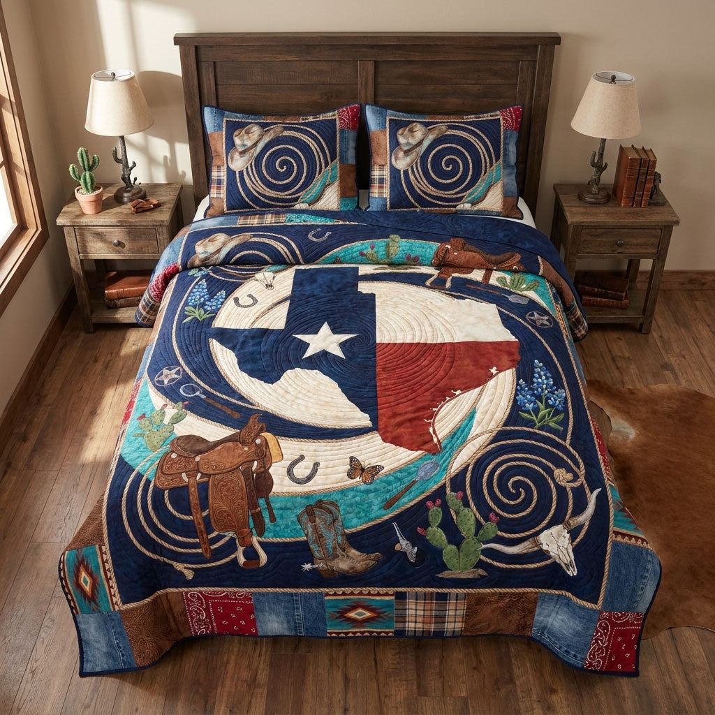 Set di Biancheria da Letto Trapuntata 3 Pezzi Mulino a Vento dell'Ovest di Texas
