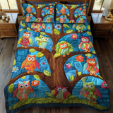 Set di Biancheria da Letto Trapuntata 3 Pezzi Gufi Stravaganti