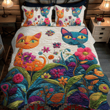 Set di Biancheria da Letto Trapuntata 3 Pezzi Gatto Stravagante della Fantasia