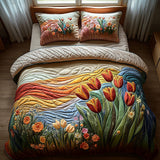 Set di Biancheria da Letto Trapuntata 3 Pezzi Petali Sussurranti