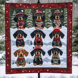 Inverno del Bassotto Quilt Artistico da Parete