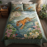 Set di Biancheria da Letto Trapuntata 3 Pezzi Tigre Selvaggia