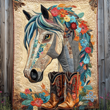 Cavallo del Selvaggio West Quilt Artistico da Parete