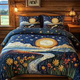 Set di Biancheria da Letto Trapuntata 3 Pezzi Chiaro di Luna del Fiore di Campo