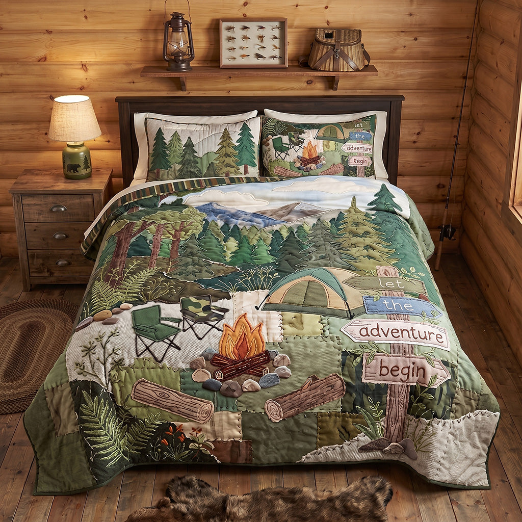 Set di Biancheria da Letto Trapuntata 3 Pezzi Comfort del Bosco Selvaggio